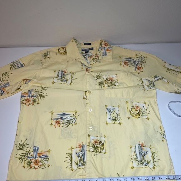 WEEKENDER MENS HAWAIIAN‎ Tropical Drinks Size Large Yellow Short Sleeve Shirt. - Picture 4 of 9